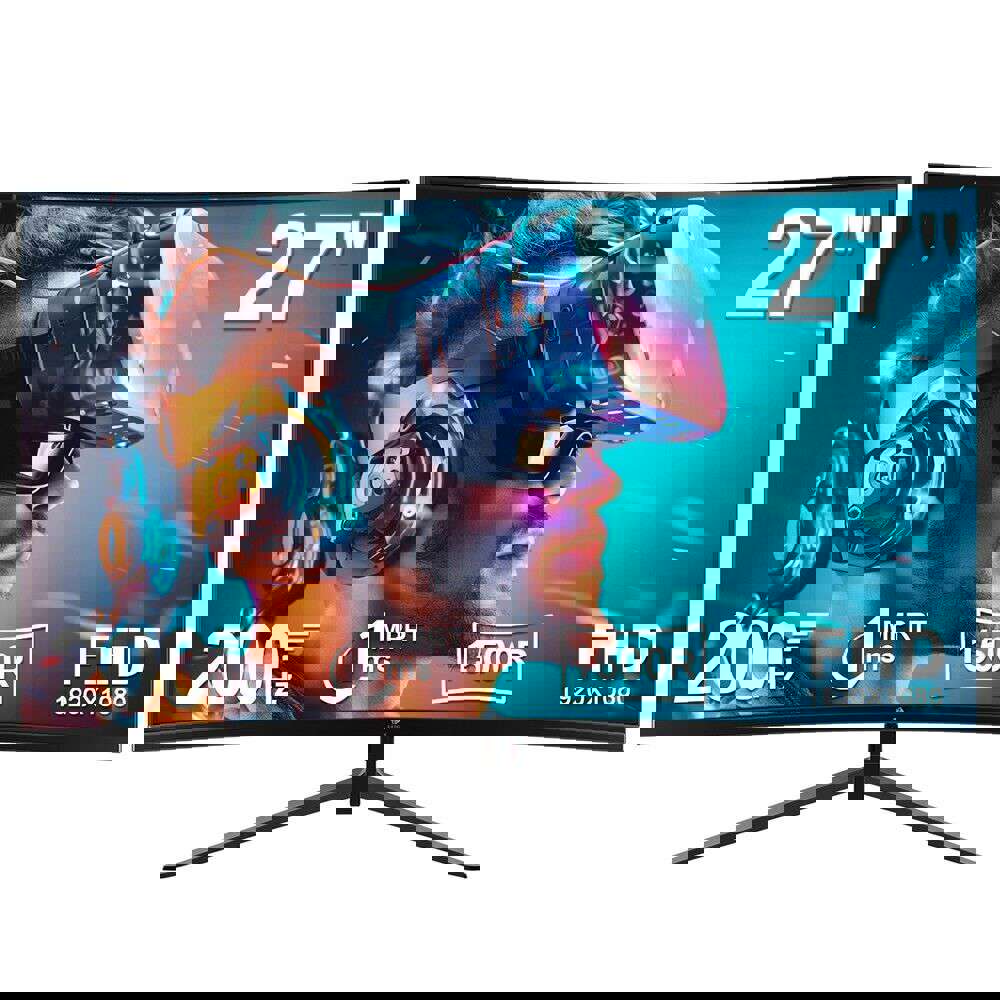 Z-EDGE 27" 1080P FHD 200Hz 1ms Curved Gaming Monitor with HDMI 2.1, DP 1.4, FreeSync