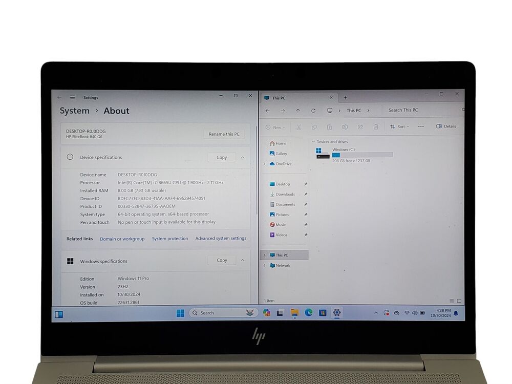 HP EliteBook 840 G6 Laptop with Intel i7-8665U, 8GB RAM, 256GB SSD, Windows 11 Pro