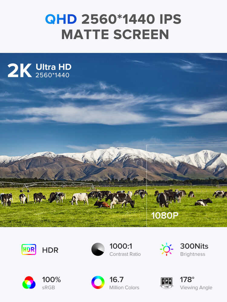 UPERFECT 22 Inch 2K Portable Monitor for Enhanced Visual Experience