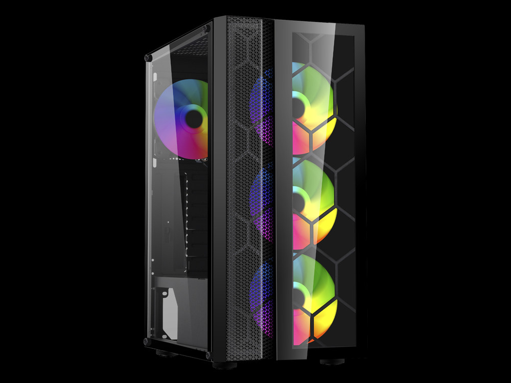 DIYPC Dragon Black Steel / Tempered Glass ATX Mid Tower Computer Case