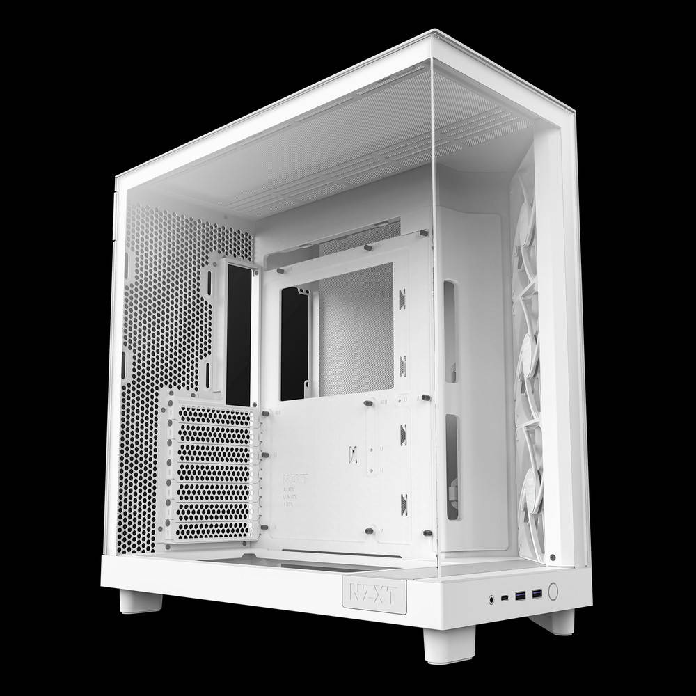 NZXT H6 Flow ATX Mid-Tower PC Case - Dual Chamber Design, White