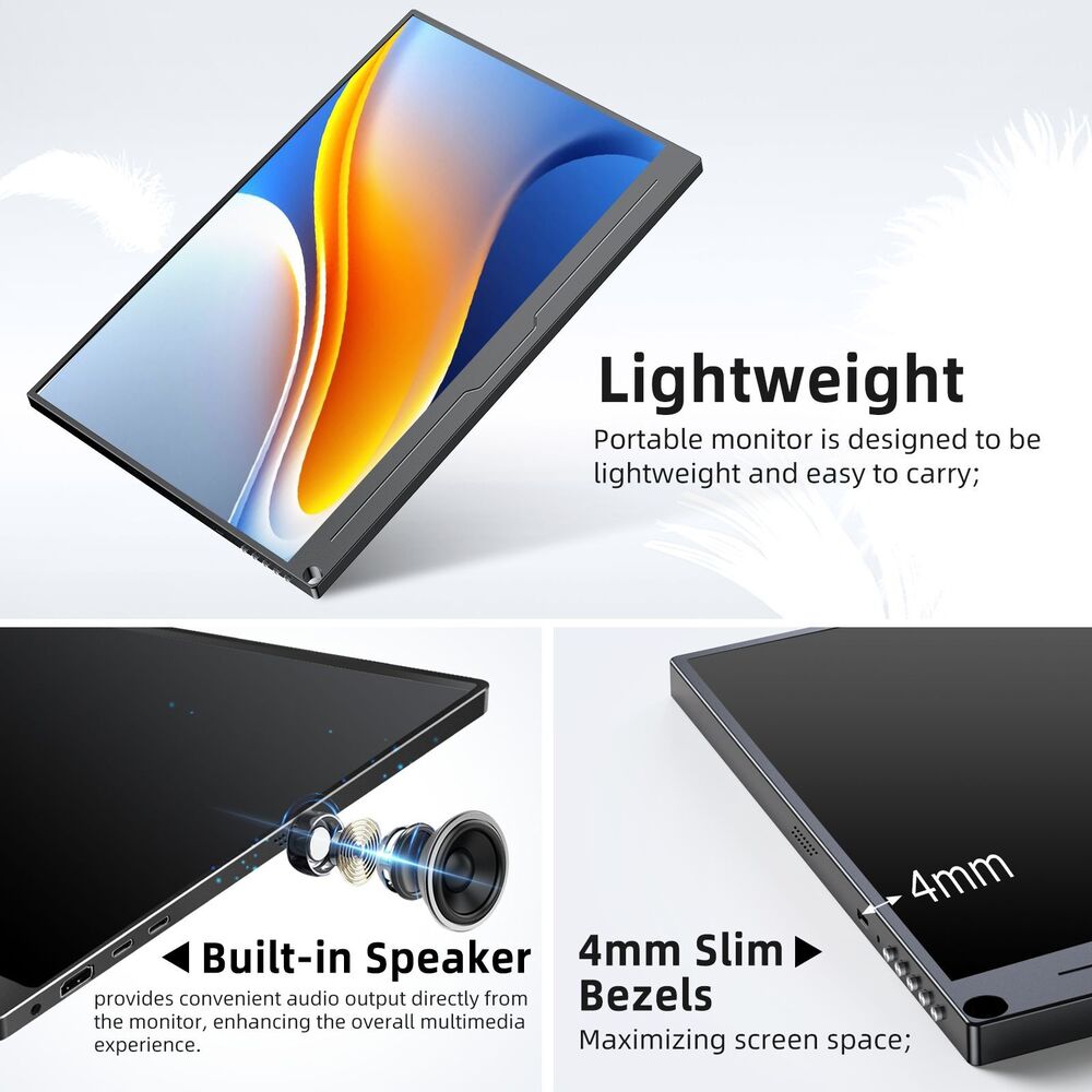 UPERFECT 15.6" 1920x1080 HDR USB-C HDMI Portable Laptop Monitor for Gaming