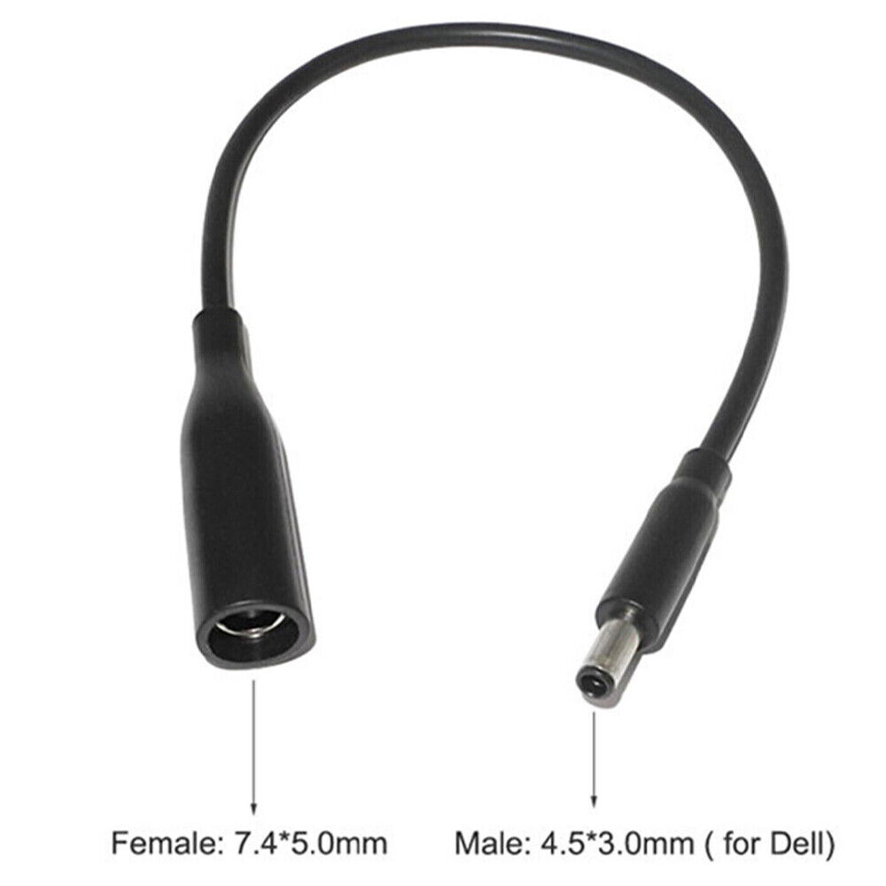 7.4mm to 4.5mm AC/DC Power Charger Converter Cable for HP/Dell Laptops