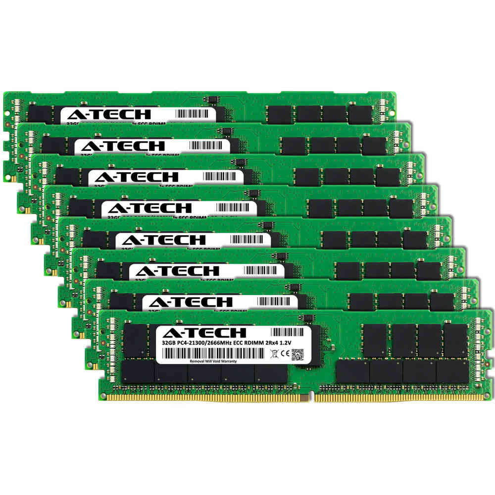 A-Tech 256GB (8x32GB) 2Rx4 DDR4 2666 ECC REG RDIMM Server RAM