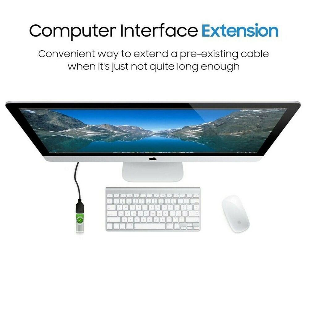 High-Speed USB 2.0 Extension Cable with Male/Female Connectors