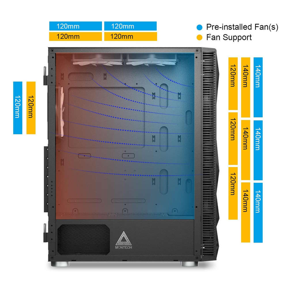 X3 Mesh ATX Mid-Tower Gaming Case with 6 RGB Fans