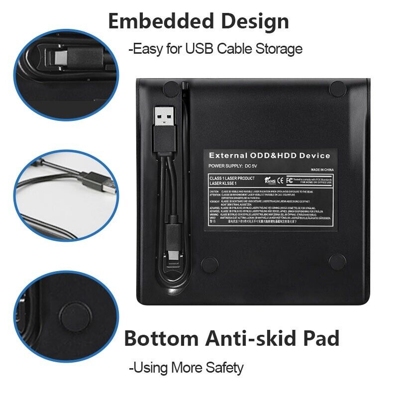 Portable USB 3.0 Type-C CD/DVD RW Burner Drive