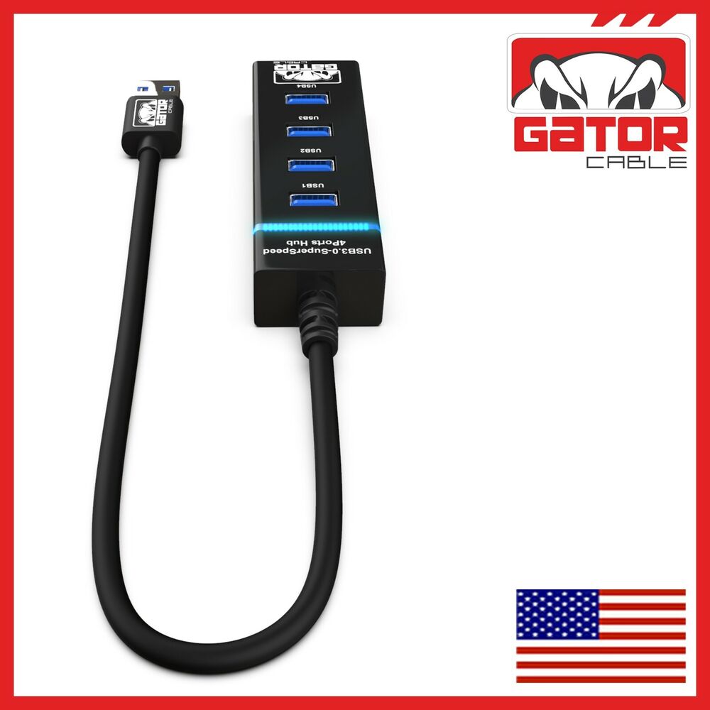 4-Port USB 3.0 Hub with LED Indicator - High-Speed Data Transfer and Charging