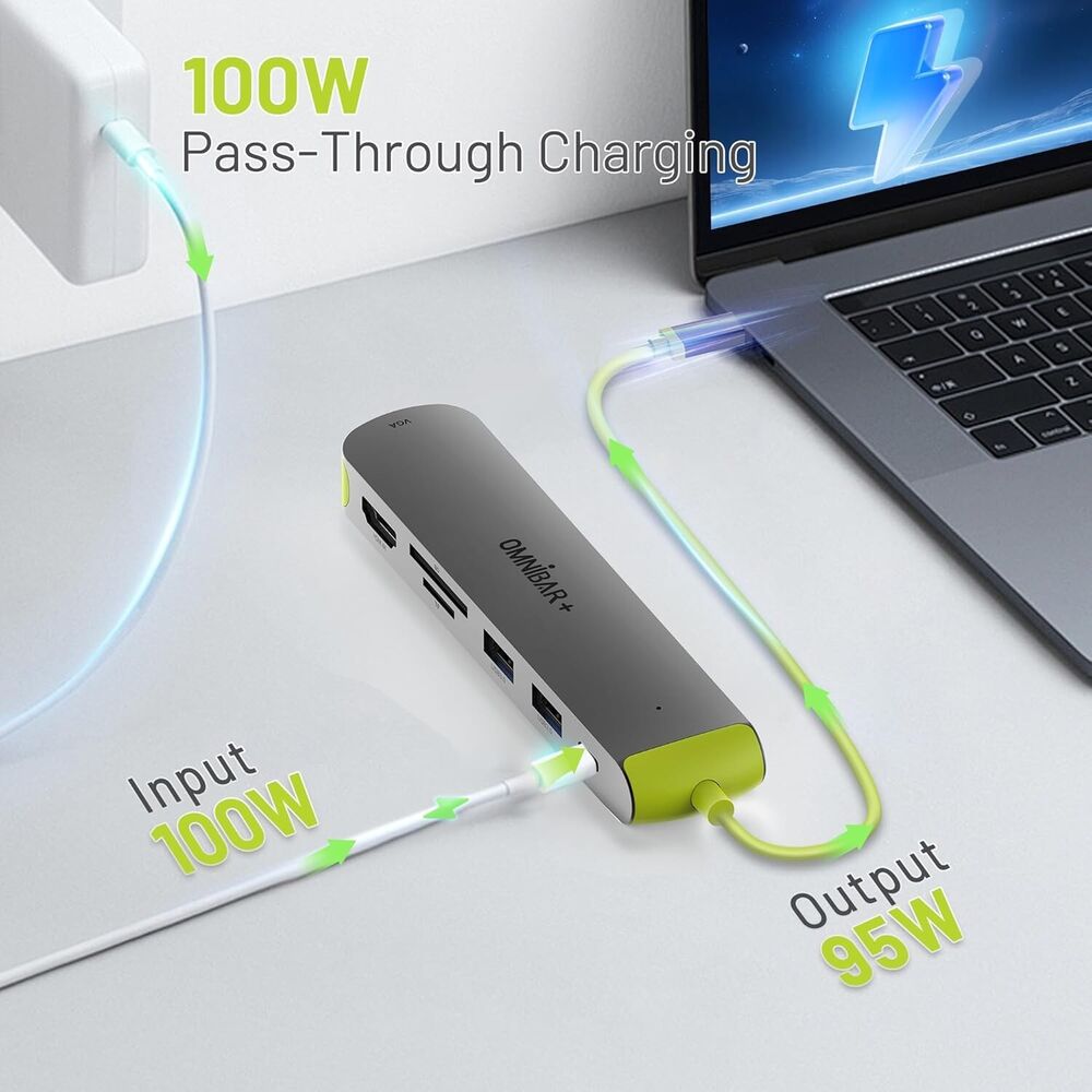 7-in-1 USB-C Hub with 4K HDMI, VGA, 100W PD