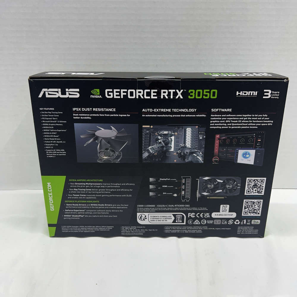 Sealed Asus Dual Nvidia OC Edition GeForce RTX 3050 6GB GDDR6 Graphics Card