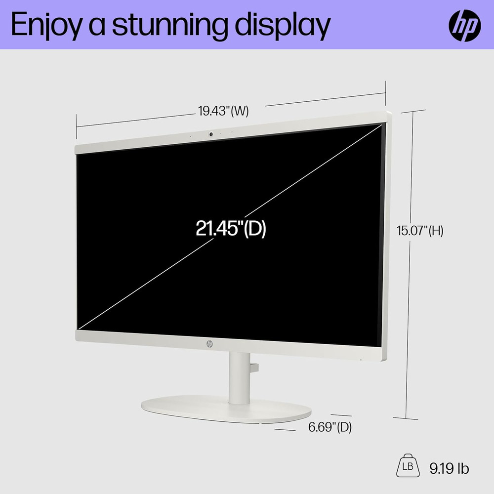 2025 HP All-In-One Desktop PC with 21.5" Display, Intel Dual Core, 1TB SSD, Up to 32GB RAM, Windows Pro