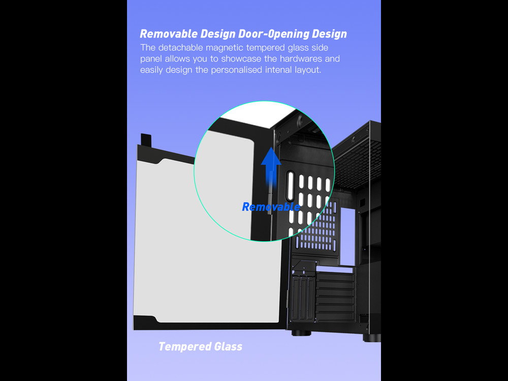 DIYPC DIY-CUBE10-Wood Black Gaming Computer Case with USB 3.0/Type C