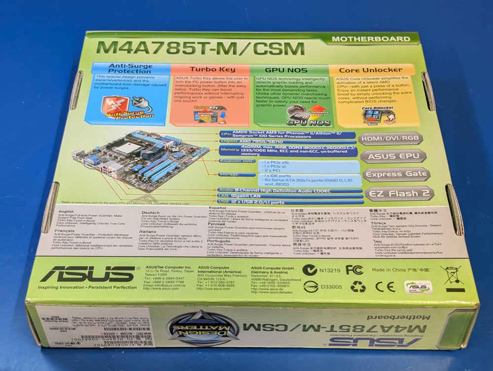 ASUS M4A785T-M/CSM Motherboard - AMD AM3, DDR3, ATI Radeon HD4200 Graphics