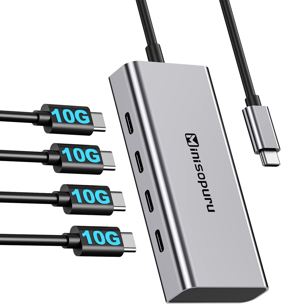 4-Port USB C Hub for MacBook - 10Gbps Data Transfer