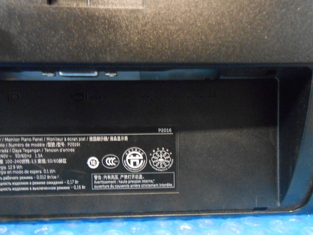 Dell P2016 20" IPS LCD Monitor with Stand and Power Cord