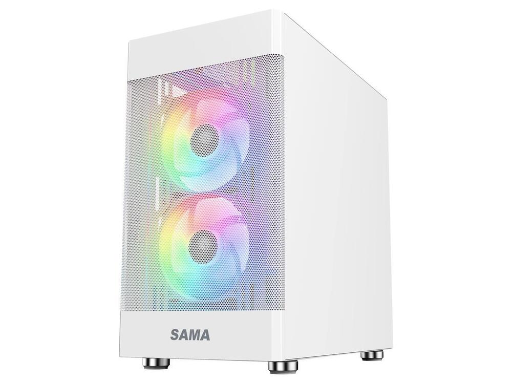 Sama ARGB-Q5-W White USB 3.0 Tempered Glass Micro ATX Tower Gaming Case