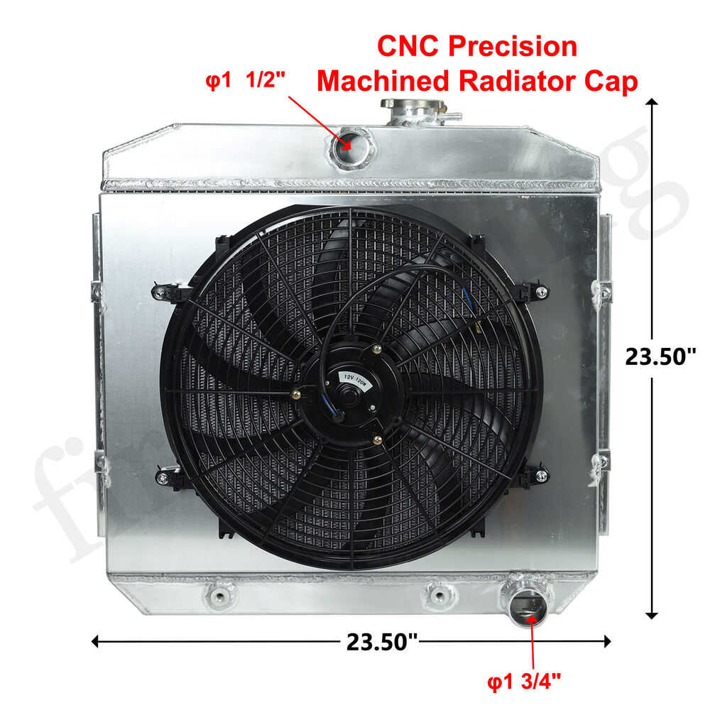 Aluminum 3-Row Cooling Radiator with Fan Shroud for 1955-1957 Chevy V8 Bel Air