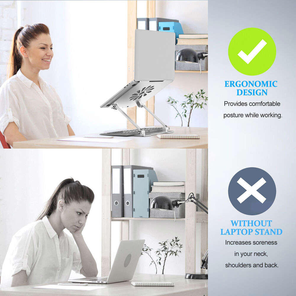 Ergonomic Aluminum Laptop Stand for Desk, Adjustable up to 14 Inches
