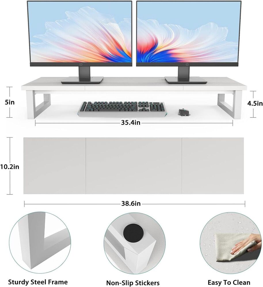 39 Inch Dual Monitor Stand Riser - Versatile and Sturdy