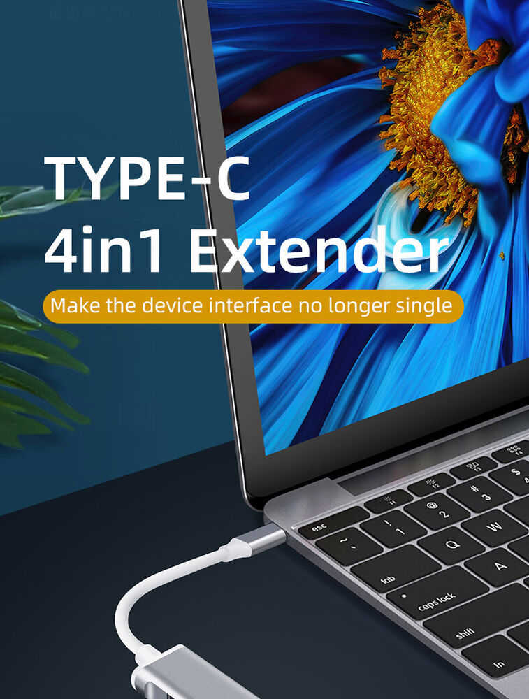 USB-C to USB 3.0 4-Port Hub Splitter Adapter