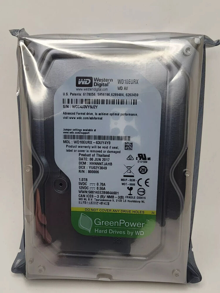 Western Digital WD10EURX 1TB Hard Drive for CCTV DVR and PC