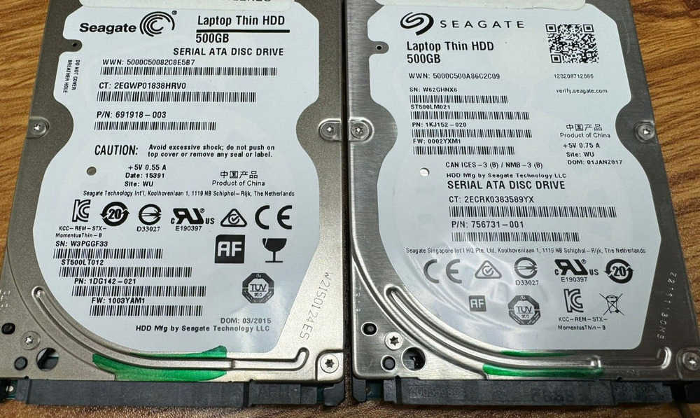 5-Pack 2.5" SATA 500GB Slim 7mm Hard Drives - Seagate/WD/Toshiba
