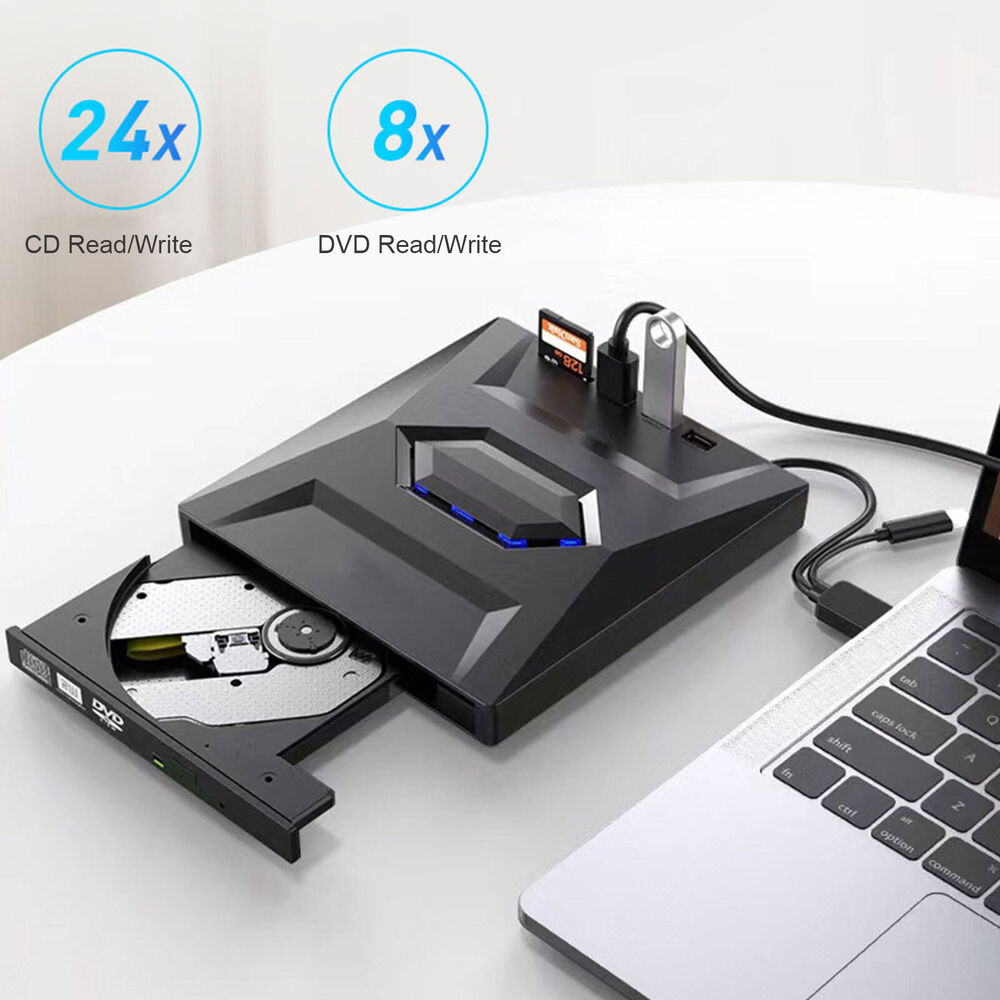 High-Speed External CD/DVD Drive with USB 3.0 for Windows PCs