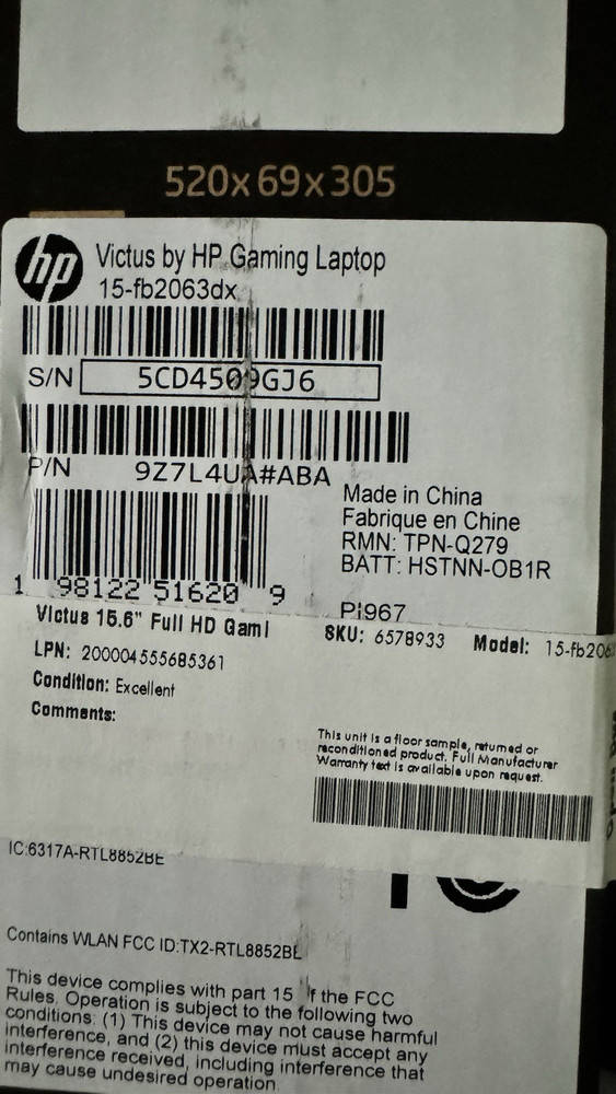 HP Victus 15.6 Gaming Laptop with AMD Ryzen 5-7535HS, Radeon RX 6550M