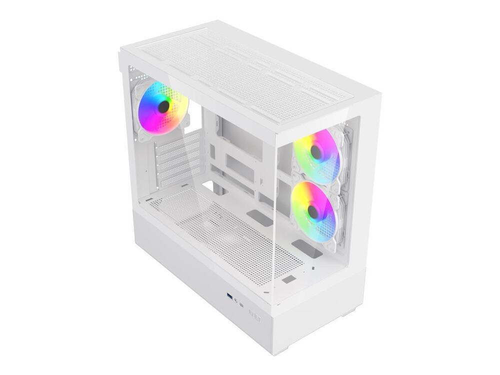 DIYPC ARGB-N1-W White USB 3.0/Type C Micro ATX Gaming Computer Case with Dual Temp Control