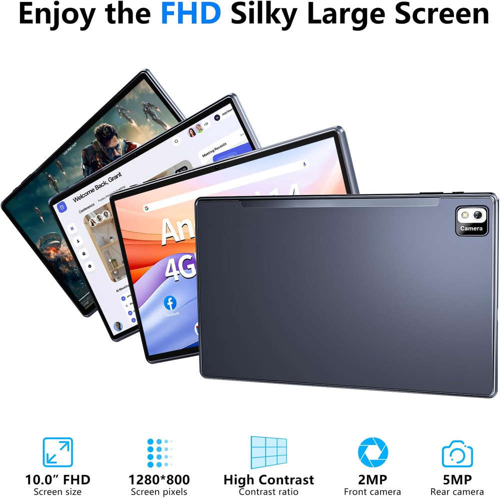 SGIN 1 10 FHD Tablet with Android 13, Octa-Core Processor, 4GB RAM, 128GB ROM