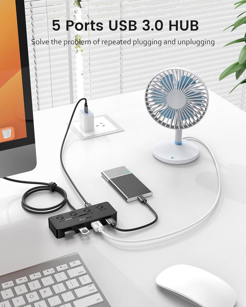 Aceele USB C Hub - Expand Your Connectivity with 4 USB 3.0 Ports