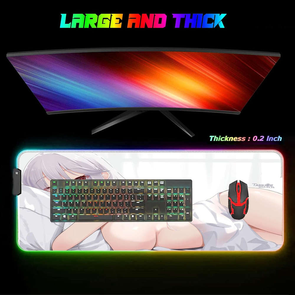 Gaming Mouse Pad with LED Anime Girl Art