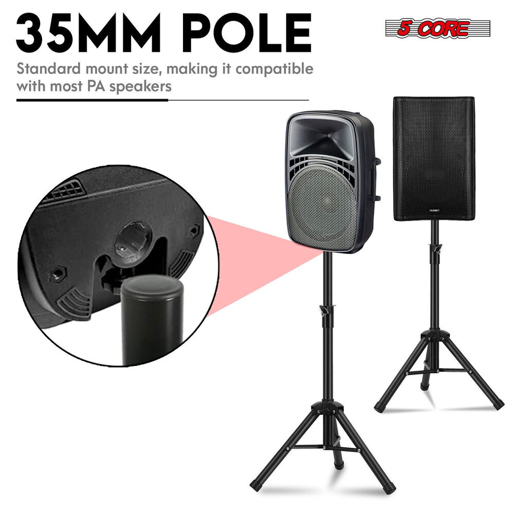 5Core Adjustable DJ Monitor Stands for 24-36 Inch Speakers