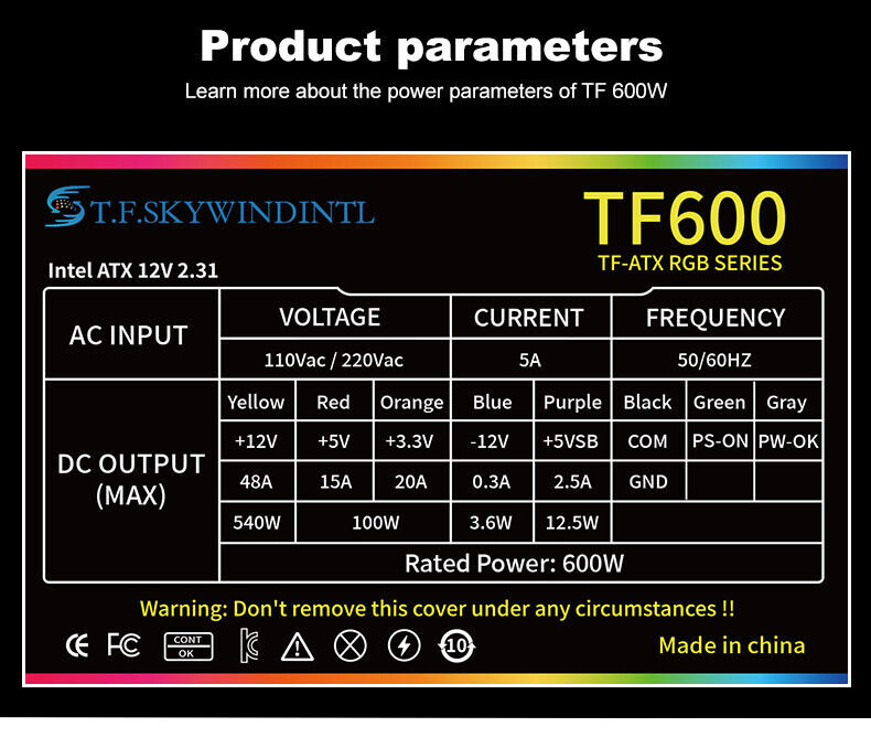 RGB Gaming 600W Full-Modular ATX Power Supply