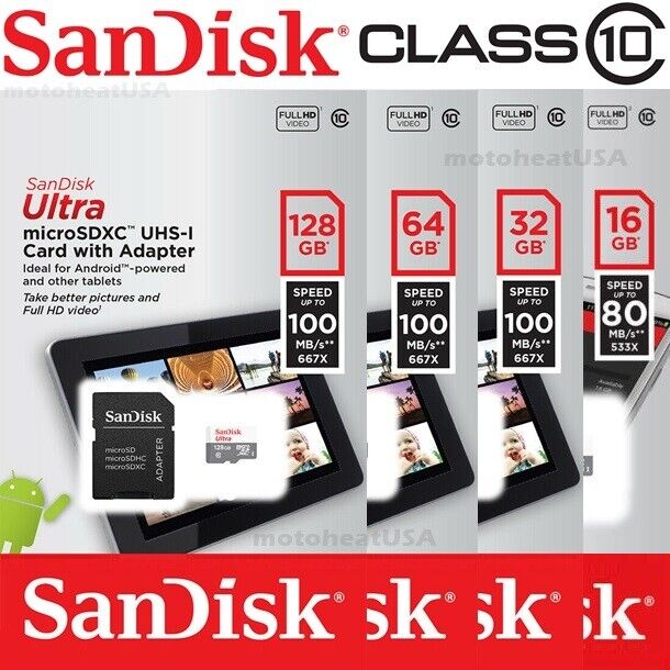 SanDisk Ultra MicroSD Cards with Reader - 16GB to 256GB