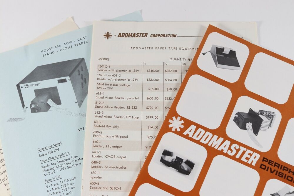 1978 Addmaster Peripheral Printers Vintage Paper Sales Brochure Catalog