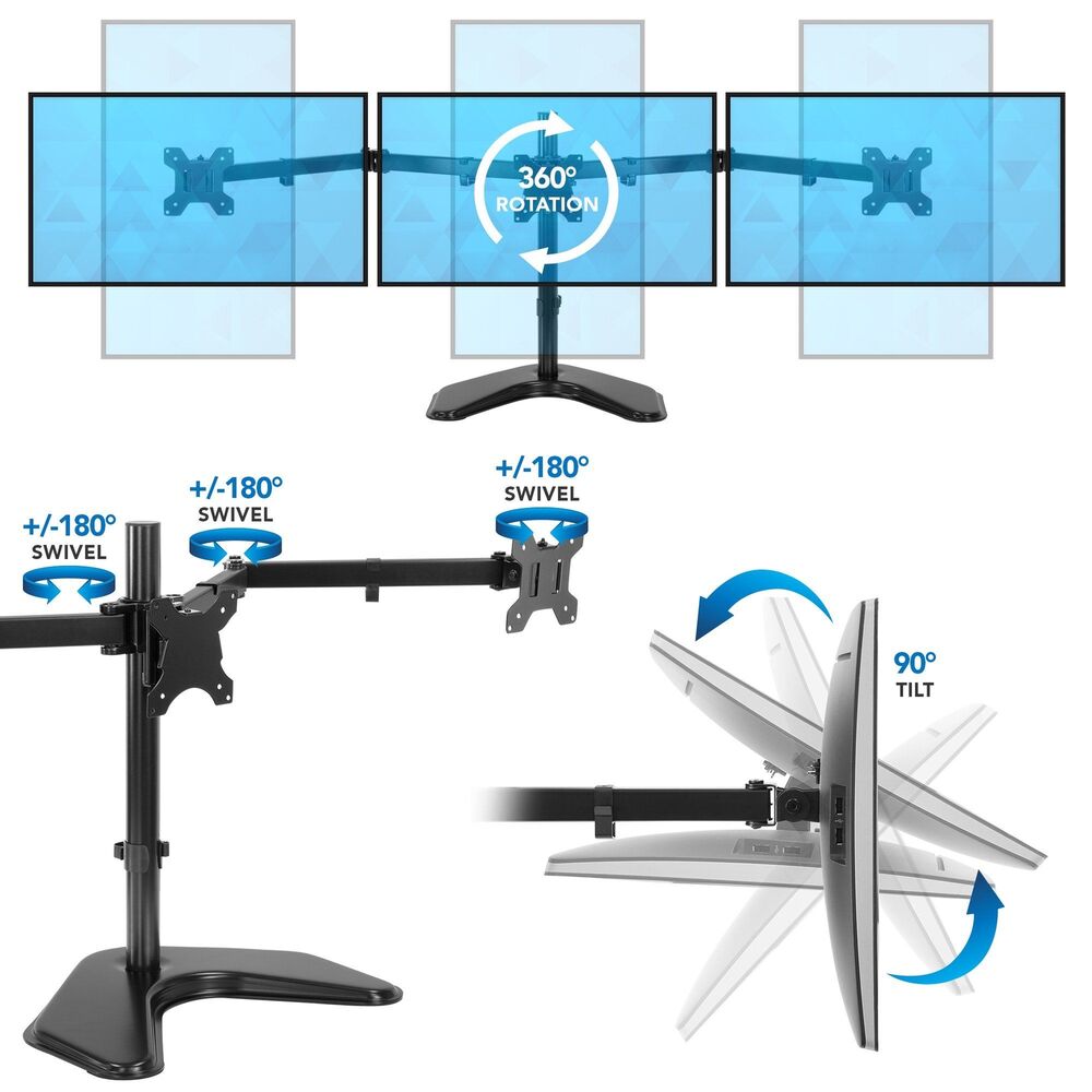 Mount-It! Triple Monitor Stand - Versatile and Sturdy for 28-32 Inch Screens