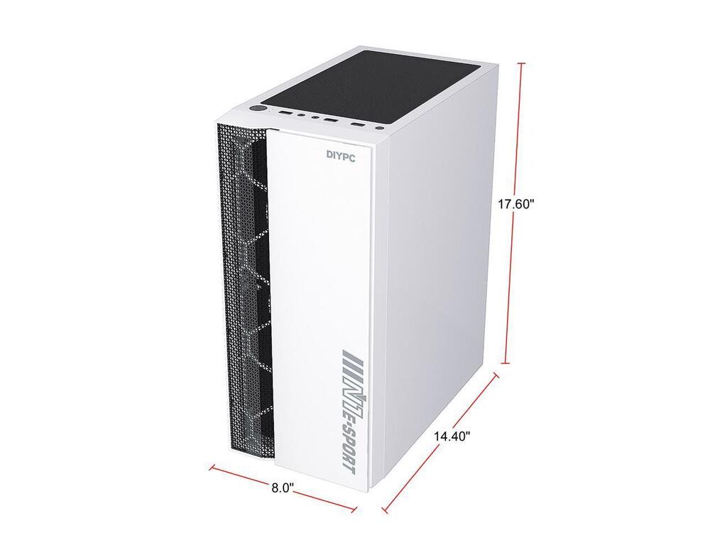 White USB 3.0 Steel/Tempered Glass ATX Mid Tower Computer Case DIYPC DIY-S08-W