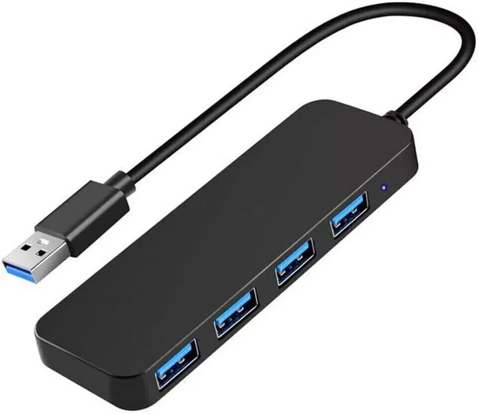 4-Port USB 3.0 Hub with Splitter and Expander for Enhanced Connectivity