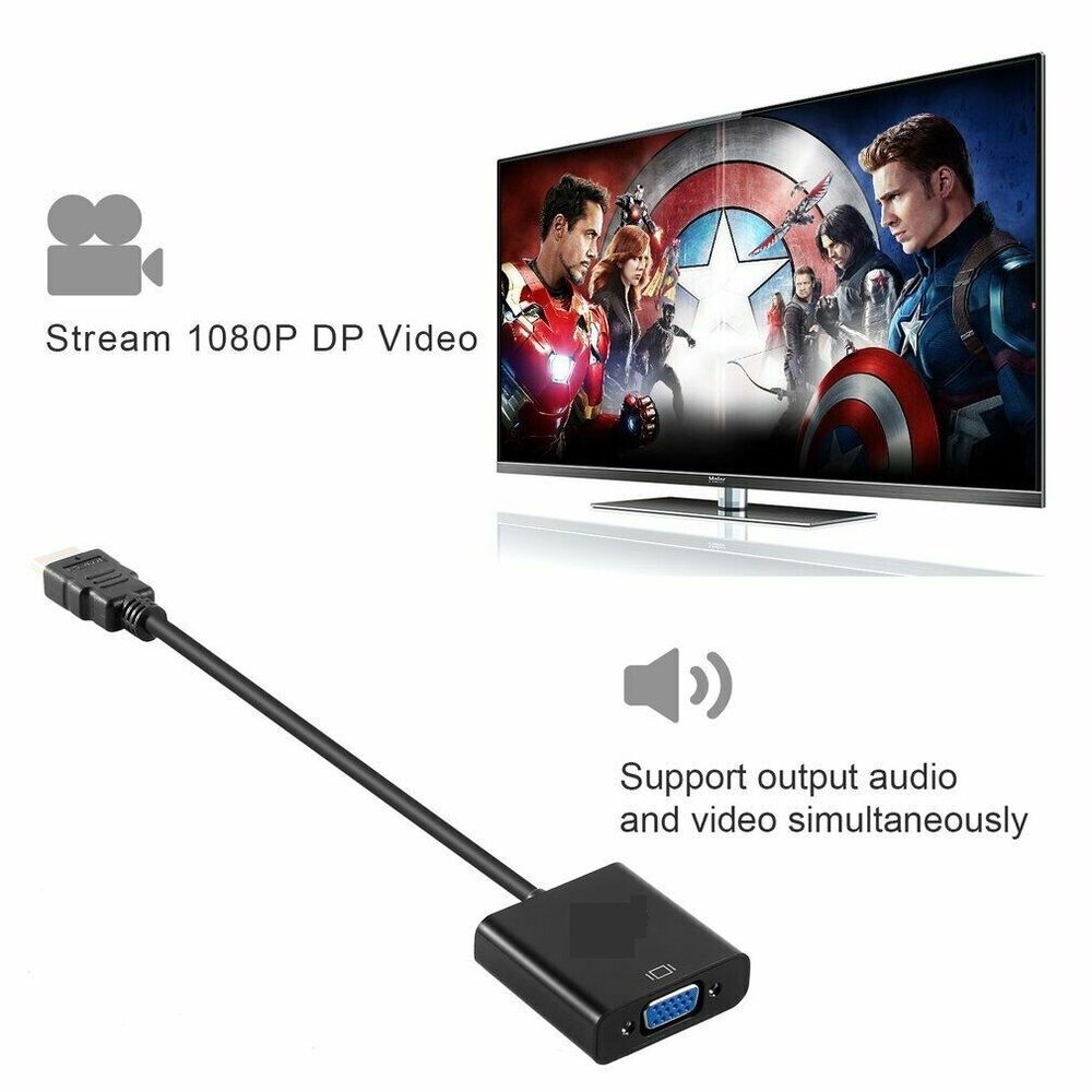 High-Quality DisplayPort to VGA Adapter Cable for 1080P Gaming and Display