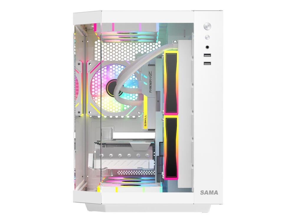 Sama 2771 White Tempered Glass Micro-ATX Gaming Case with Dual USB 3.0