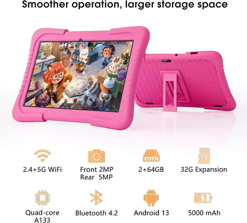 10 Inch Kids Tablet with Android 12/13, 64/128GB Storage and Parental Controls