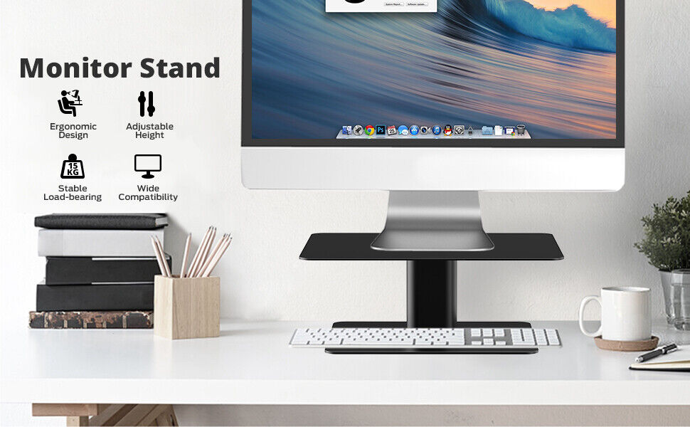 Heavy-Duty Adjustable Metal Monitor Stand for TV, PC, and Laptop
