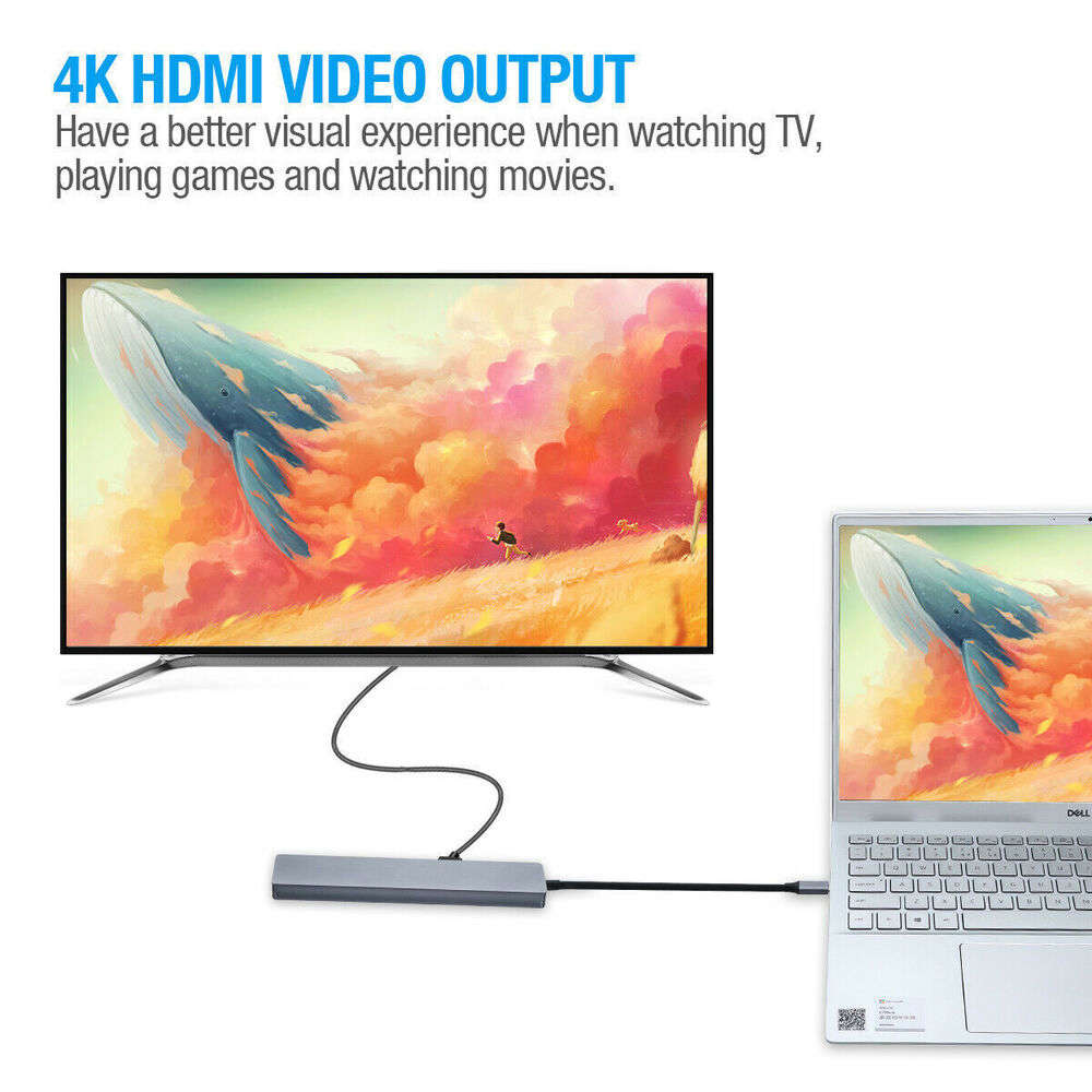 8-in-1 USB-C Hub Adapter with 4K HDMI, Ethernet, and 8 Ports