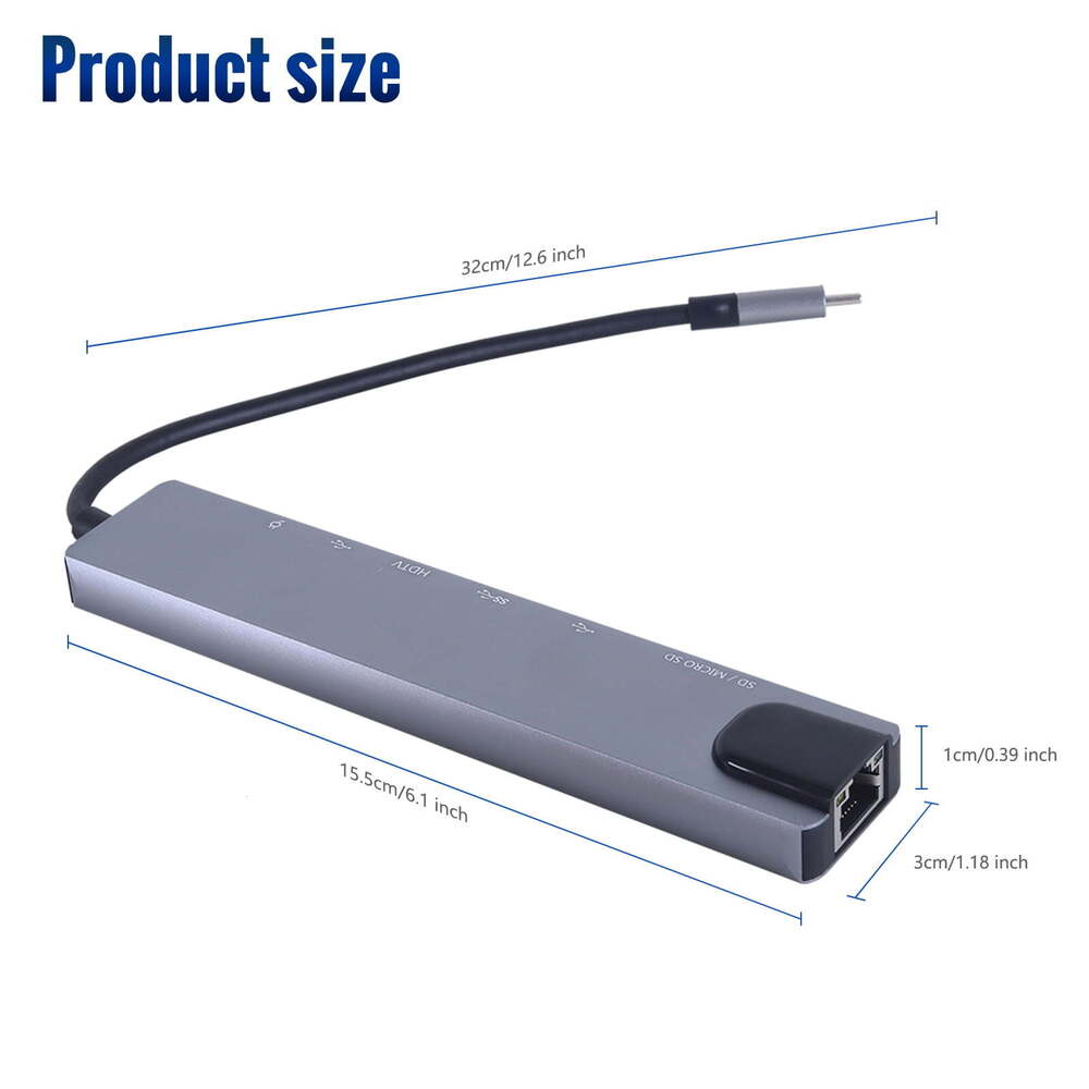 8 in 1 USB-C Hub Adapter for MacBook Pro/Air