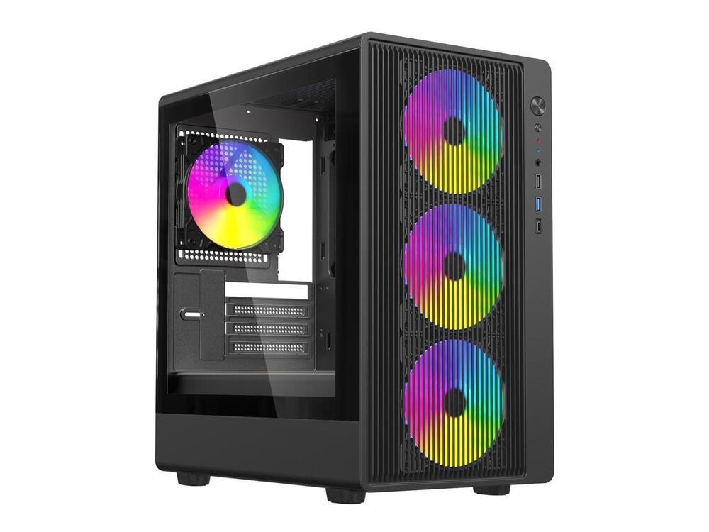 DIYPC ARGB-R1-BK Black USB3.0 /Type C Micro ATX Gaming Computer Case with Tempered Glass