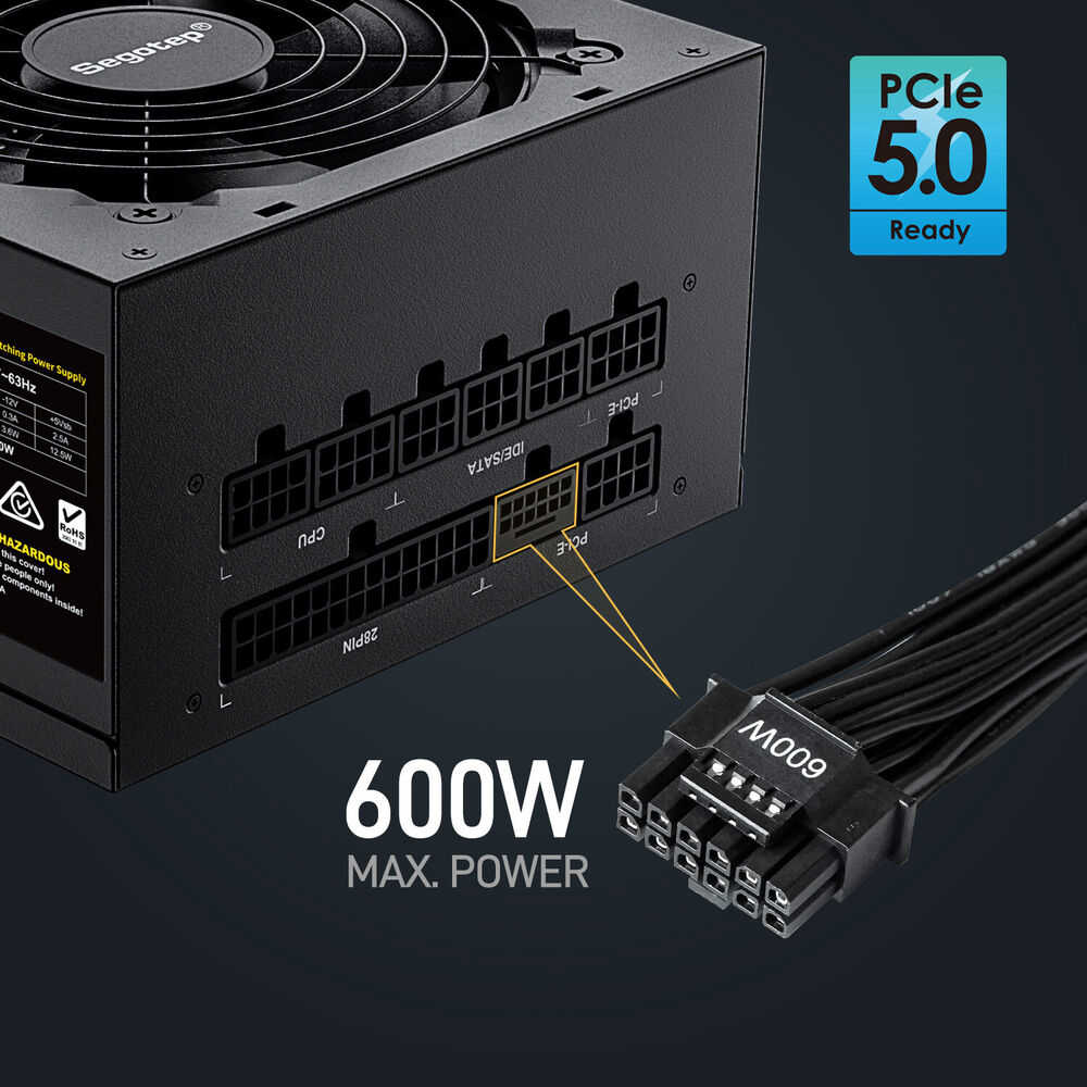 Segotep 850W 80+ Gold Certified PSU - ATX 3.0 Ready, PCIe 5.0 Support