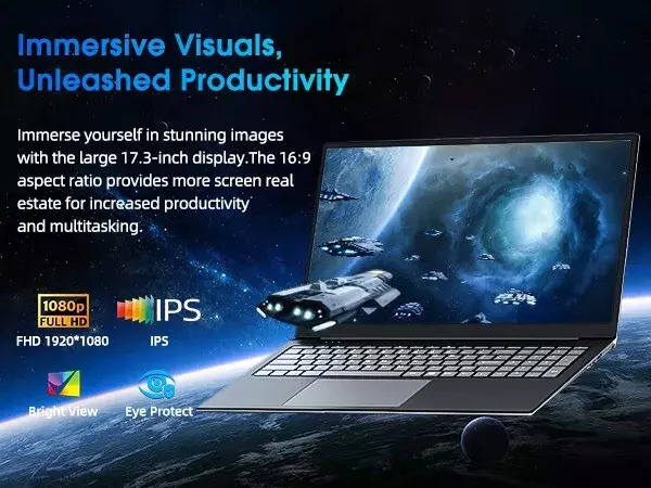 SGIN 17.3" HD+ Laptop with Intel Celeron i3, 4GB RAM, 128GB SSD