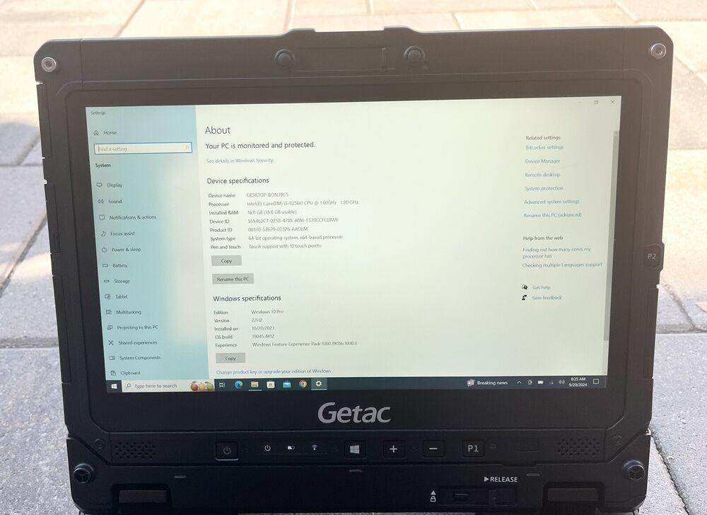 Rugged Getac K120 Toughbook Touch Laptop with i5-8250U, 16GB RAM, 256GB SSD