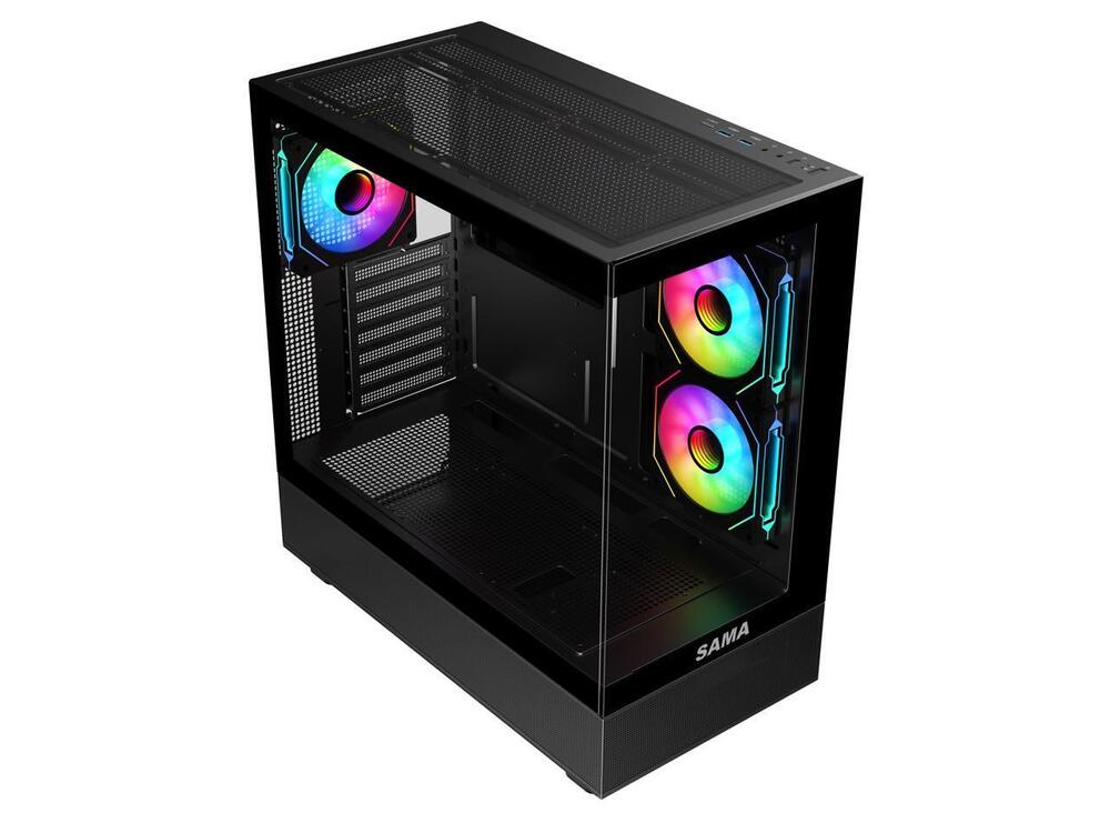 Sama Neview 4361 Black ATX Mid Tower Gaming PC Case with 3 x 120mm ARGB Fans